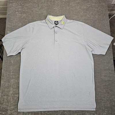 FootJoy Polo Shirt Men 2XL Blue Solid Aspen Golf Performance Tour Issue Collar