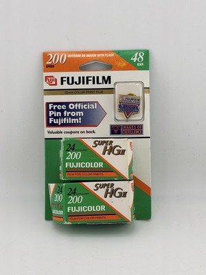 Vintage Fujifilm Super HG II 35mm Film 200 ISO 48 Exp w/ USA Track Pin Promo NOS