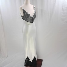 Karen Millen Lace Trim Maxi Slip Dress Ivory Black NWT US 4 Satin Lingerie Style