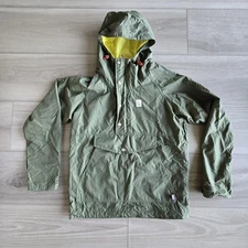 Topo Designs Anorak Jacket Mens Small Olive Green Pullover Windbreaker Made USA