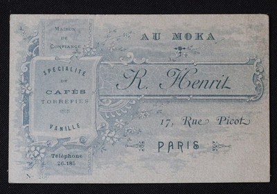 Visitenkarte Röstkaffee AU MOKKA HENRIT rue Picot Paris Vanille