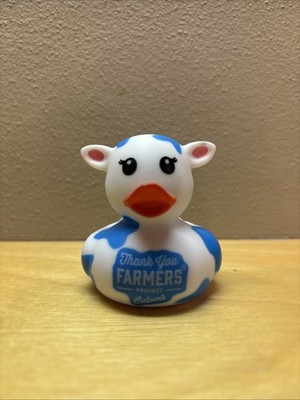 Culver's Thank You Farmers Project Plastic Duck Figurine Blue & White Cow Print