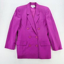 Vintage Christian Dior Blazer Womens 8 Purple Double Breasted Longline Made USA