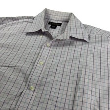 Brooks Brothers Men's Non-Iron Shirt Purple/Blue/White Tartan Plaid   Large