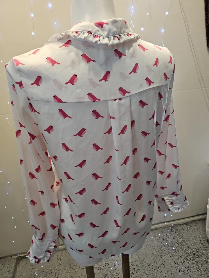 Kate Spade Dream A Little Dream Pajama Top Womens 1  Long Sleeve Button Birds  — 第 4/4 张图片