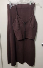 House of Harlow 1960 Women's 2 Piece Knit Skirt Top Set Lrg NWT Strappy Babydoll