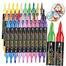 30 Colors Dual Tip Acrylic Paint Markers Pens- Premium Acrylic Paint Markers,