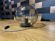 IKEA Fado Smokey Glass Ball Globe Lamp Table Light 24cm Bedside Retro Vintage