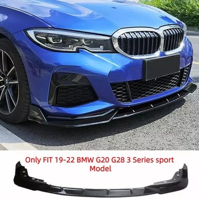 For 19- 22 BMW G20 3 Series 330i M Sport M340i Front Bumper Lip Gloss Black-3PC
