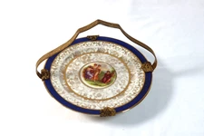 Antique O P Co Syracuse China Angelica Kaufmann Porcelain Basket Ormolu Dish