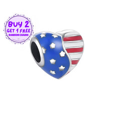 American Flag Heart Charm For Bracelet, USA Charm, Country Charm