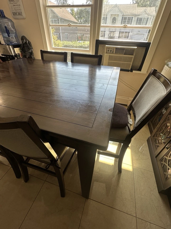 "Juego de mesa de comedor cuadrada y rectangular con 8 personas sentadas 60x60"" convierte 60x48""" Foto 3 de 4