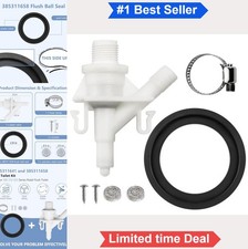 RV Toilet Water Valve and Flush Ball Seal Kit ABS Plastic Rubber 300 310 320