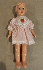 Vintage 40s-50  s One Piece Celluloid Or Plastic Girl Doll 6  Arms Move PinkDress