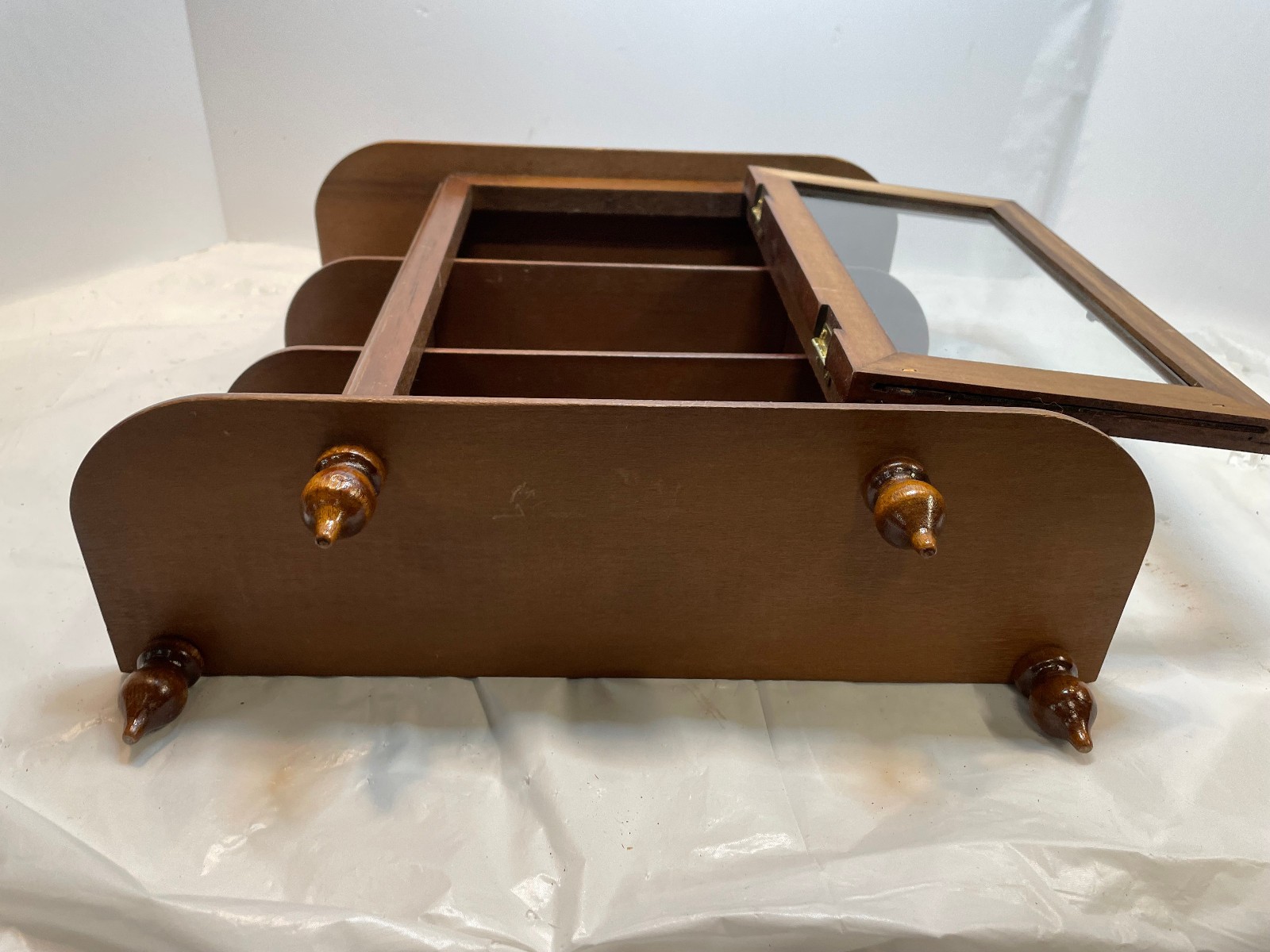 Vintage Miniature Wooden Curio Display Case Cabinet Wall Hanging Table Top