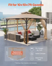 Replacement Mesh Gazebo Netting Screen for 10x10x 7 ft Outdoor Patio, Net Only