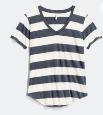 Z Supply Tamika Blue & White V Neck Striped T...