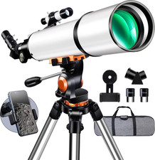 High-Powered 90mm Telescope with Tripod, Phone Adapter Carry Bag