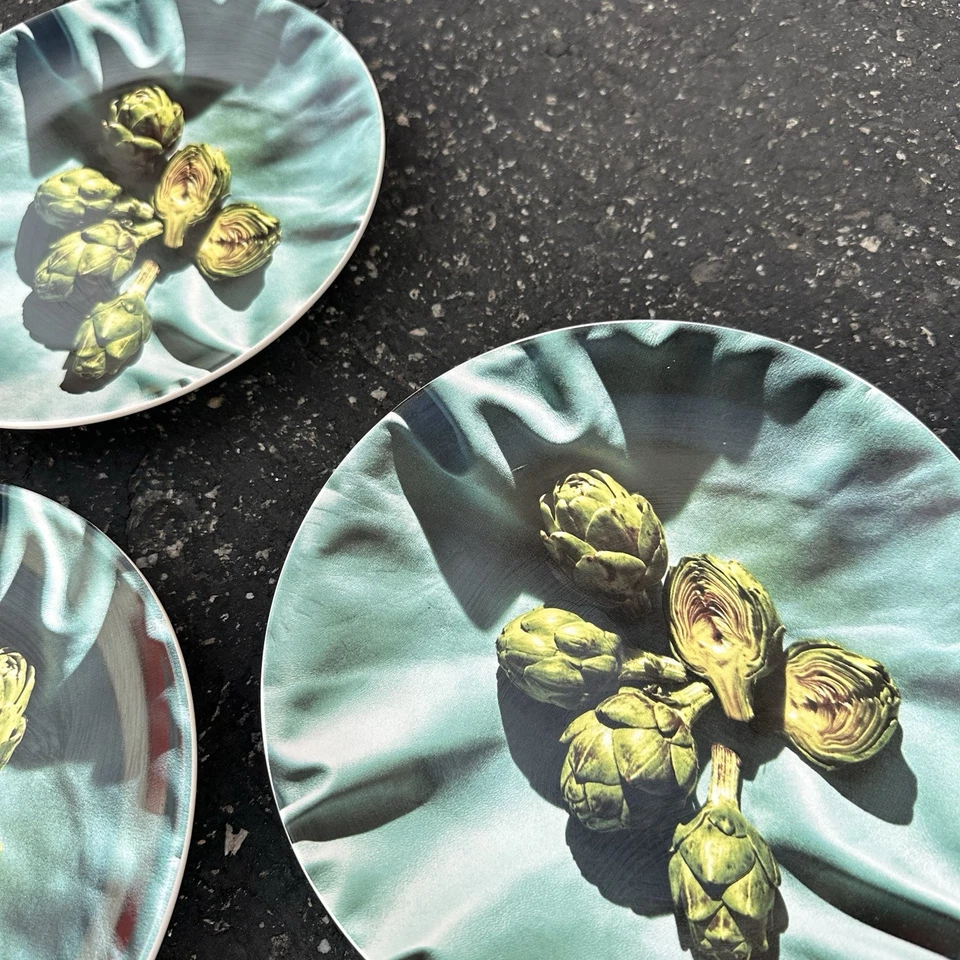 Set 3 Gather West Elm Grant Cornett Maggie Ruggiero Salad Side Plates Artichoke - Image 3 of 4