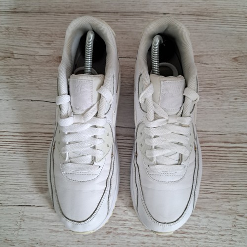 Nike Air Max 90 Triple White Leather Women's Size UK 5.5 Trainers Sneakers - Picture 3 of 9