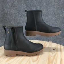 Bogs Holly Rain Zip Boots Womens 9 Black Mid Waterproof Rubber Casual Comfort