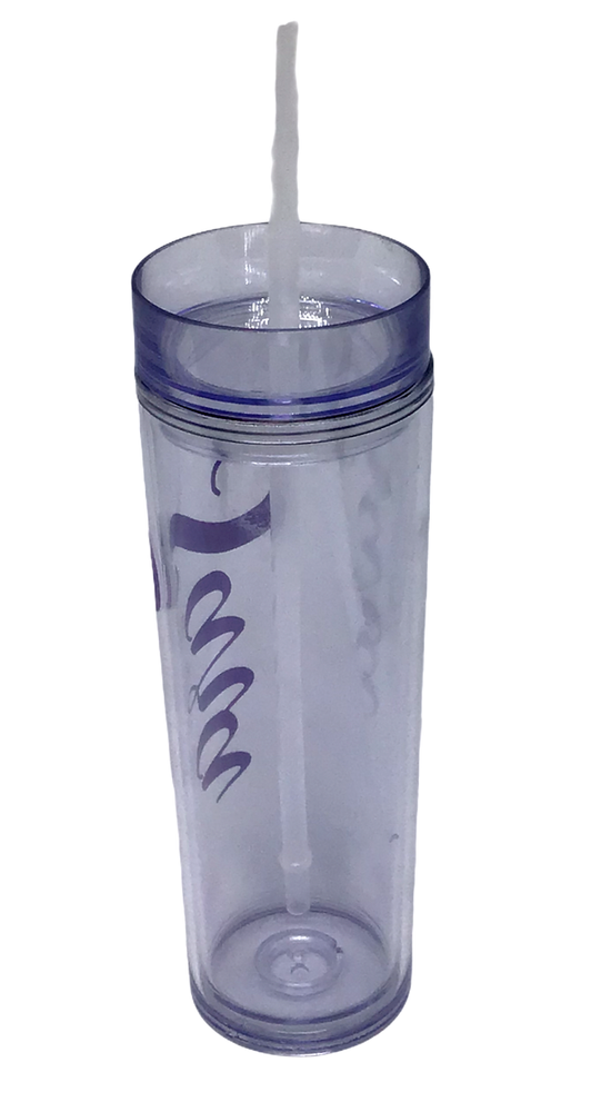 Personalized Purple Straw Tumbler with Clear SARA Design for Travel or Teacher Gift