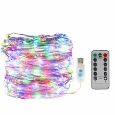 USB Twinkle LED String Fairy Lights 20M 66' 200LED Silver Wire W/Remote Crafts