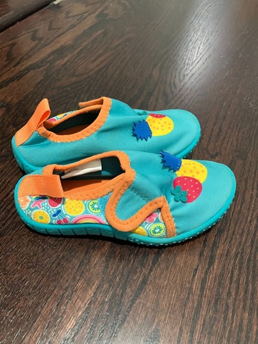 Lily & Dan Toddler Berries Patterned Water Shoes, Blue/Orange, Size 7/8 - Picture 4 of 5
