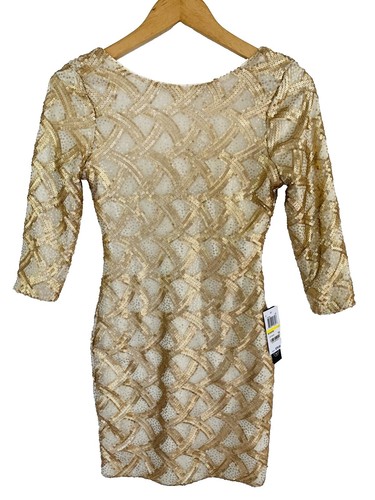Ash U Wish White & Gold One Shoulder Sequin Dress Size M | eBay