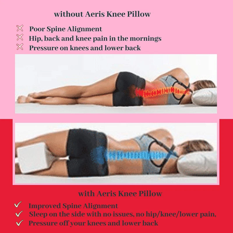  Aeris Knee Pillow for Side Sleepers -%100 Memory Foam Leg Pillow  for Sleeping - Great Between Legs When Sleeping - Helps with Lower Back,  Hip, Sciatica Pain, Machine Washable Soft Cover 