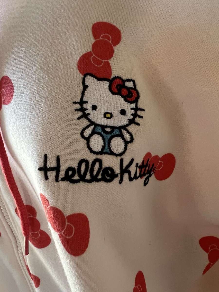 Hello Kitty Sanrio Light Pink Zip Up Hoodie Bows Pattern