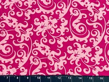 Tina Scrap 9"x21" Floral Flower Paisley Burst Swirl Pink Bright Cotton Fabric