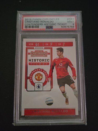 19-20 Panini Chronicles Contenders Soccer Historic Ticket Cristiano Ronaldo PSA9