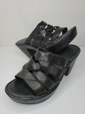 Born Dena, Size 8, Black Leather Platform Mule Sandal EUC, MSRP $90