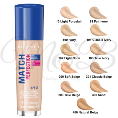 Rimmel Match Perfection 24HR feuchtigkeitsspendende Foundation, 30 ml, LSF20 *VERSIEGELT/AUSWÄHLEN*