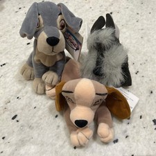 Vintage NEW Lady And The Tramp Jock 8" Mini Bean Bag Plush Disney Lot Of 3