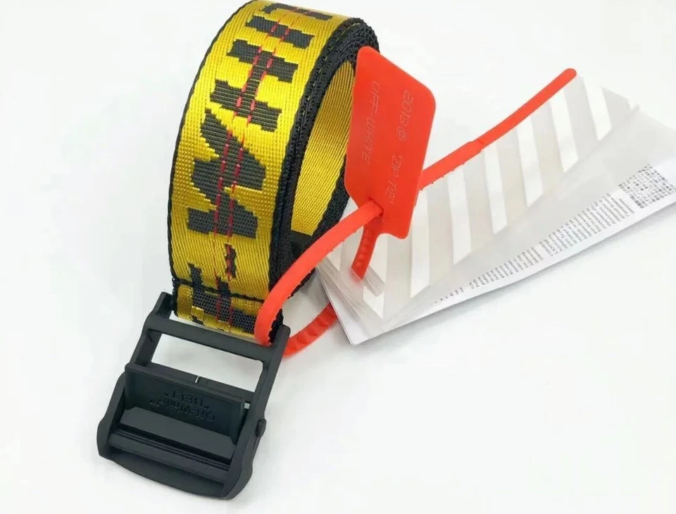 OFF-WHITE мужчин желтый промышленный логотип пряжка сплетенный ремень один размер ✅ - Изображение 3 из 3