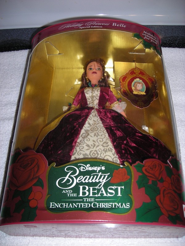 Vintage 1997 Disney Beauty and the Beast Enchanted Christmas Belle Barbie Doll
