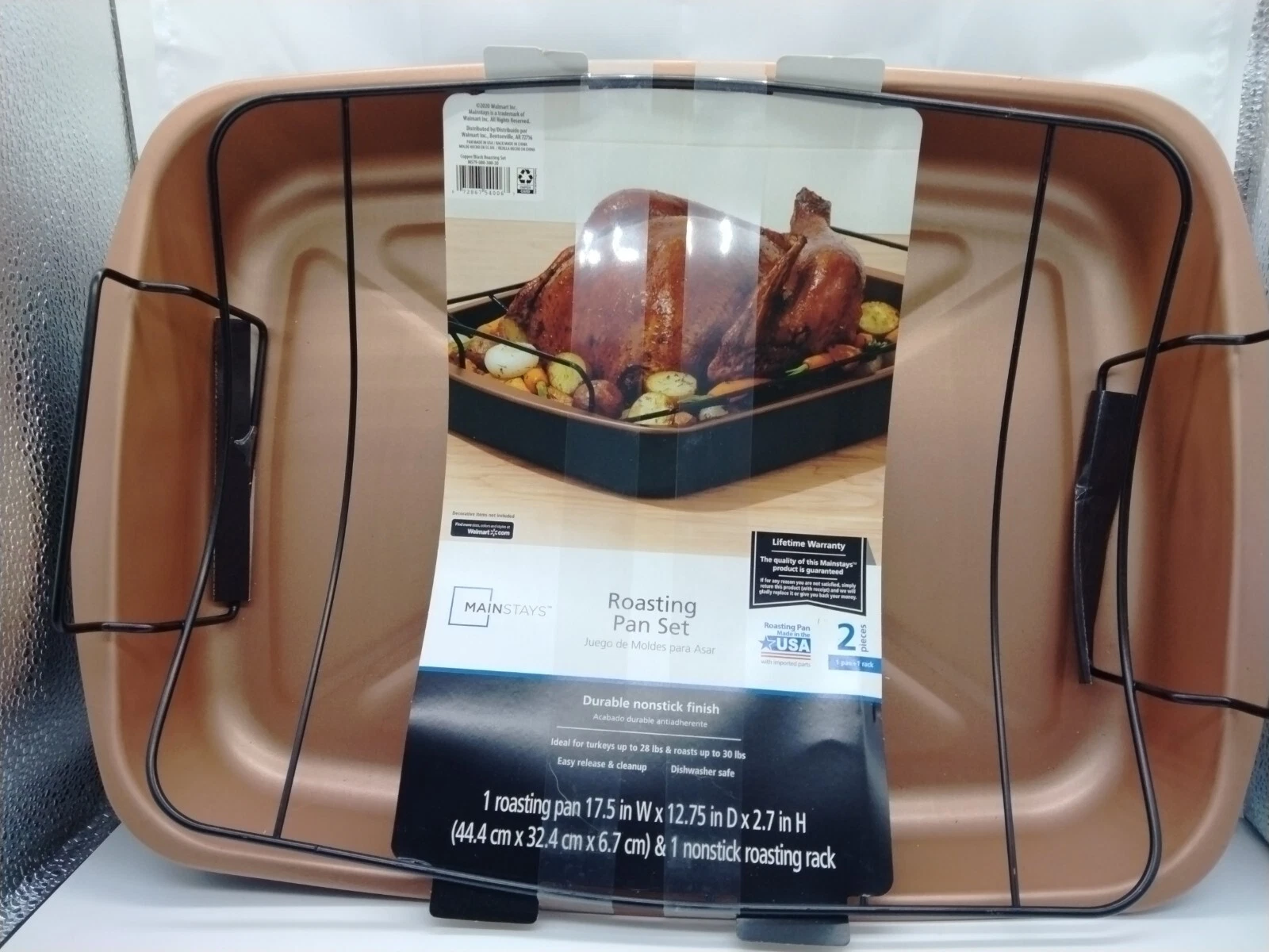 Mainstays Copper Turkey Roaster Roasting Pan Nonstick Roasting Rack