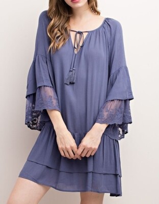 tiered tassel tunic dress