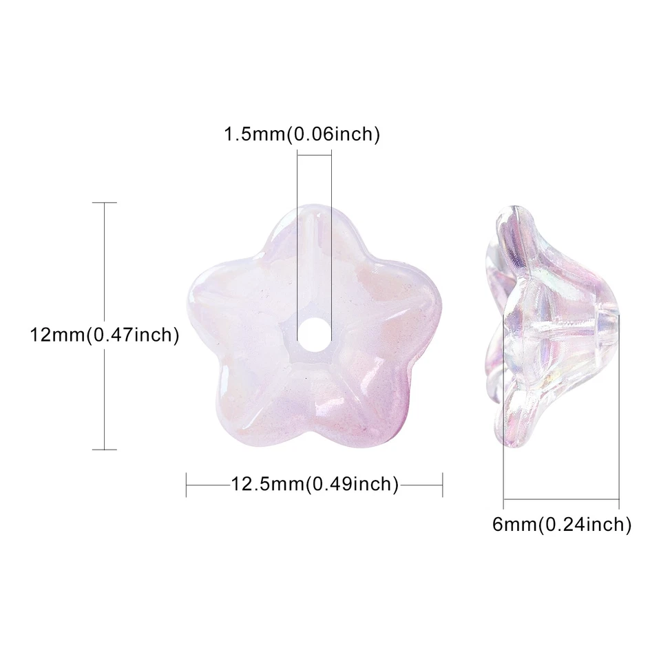 200x Tapas de cuentas espaciadoras de flores de lirio acrílico opaco para hacer joyas brazaletes hágalo usted mismo Foto 4 de 4