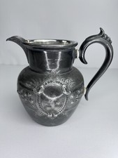 Antique Victorian Metal Pewter Electroplated Britannia Milk Jug Pot VTG Unmarked