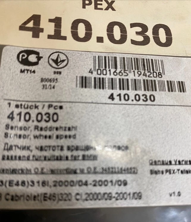 Sensor de velocidad de rueda PEX - 410.030 - para BMW 323Ci, 323i, 325Ci, 325i y más Foto 3 de 3