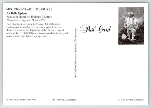 Postcard La Belle Epigue Miss Piggy's Art Treasures Muppets - Picture 2 of 2