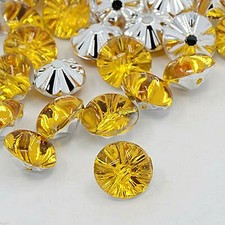 20 gold / gelb Acryl Strass Knöpfe elegant Bestseller 13mm Nähen Basteln +