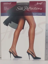 3 packs Hanes Silk Reflections Silky Sheer Control Top Size EF Barely Black EF