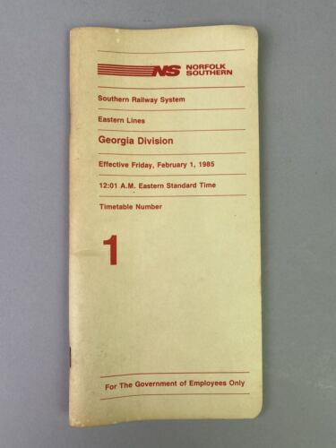Norfolk Southern NS Georgia Division Eastern Lines Timetable #1, February 1985 - 第 1/3 張圖片