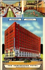 Linen Postcard Multiple Views of The Ambassador Hotel Washington D.C.