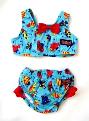 Baby Two Piece Fish Blue Bikini Swimwear 6 to 12 months