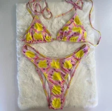 Mirror Palais Bikini Sun Heart High Brazilian Swim Medium NWOT